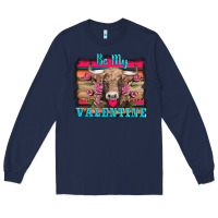Navy be my valentine with cow Long Sleeve Tee - AdoDesignShop