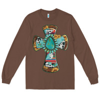 Chestnut cross with leopard sunflower gemstone serape cowhide Long Sleeve Tee - Artiststas
