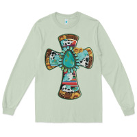 Matcha cross with leopard sunflower gemstone serape cowhide Long Sleeve Tee - Artiststas
