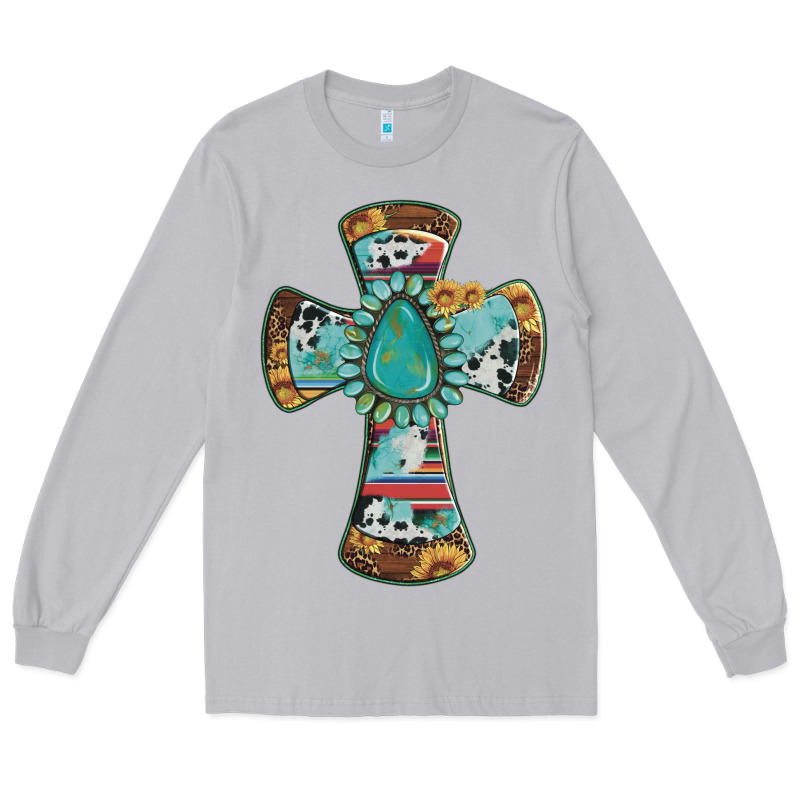 Cross With Leopard Sunflower Gemstone Serape Cowhide Long Sleeve Tee by Artiststas | Teevron