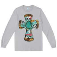 Moon Dust cross with leopard sunflower gemstone serape cowhide Long Sleeve Tee - Artiststas