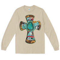 Mushroom cross with leopard sunflower gemstone serape cowhide Long Sleeve Tee - Artiststas