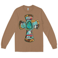 Toasted Coconut cross with leopard sunflower gemstone serape cowhide Long Sleeve Tee - Artiststas