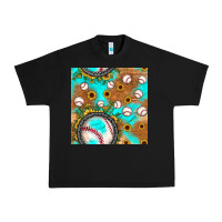 Black baseball turquoise sunflower seamless pattern Urban Heavy Tee - JahusDesignShop