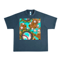 Midnight Navy baseball turquoise sunflower seamless pattern Urban Heavy Tee - JahusDesignShop