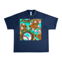 Navy baseball turquoise sunflower seamless pattern Urban Heavy Tee - JahusDesignShop