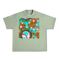 Oil Green baseball turquoise sunflower seamless pattern Urban Heavy Tee - JahusDesignShop