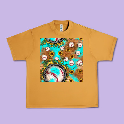 Baseball Turquoise Sunflower Seamless Pattern Urban Heavy Tee Designed By Jahusdesignshop