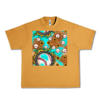 Peanut Butter baseball turquoise sunflower seamless pattern Urban Heavy Tee - JahusDesignShop