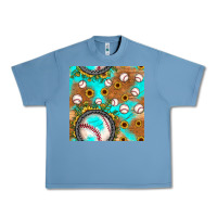 Pebble Blue baseball turquoise sunflower seamless pattern Urban Heavy Tee - JahusDesignShop