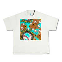 Pistachio baseball turquoise sunflower seamless pattern Urban Heavy Tee - JahusDesignShop