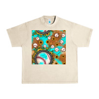 Sandshell baseball turquoise sunflower seamless pattern Urban Heavy Tee - JahusDesignShop