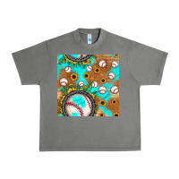 Tornado baseball turquoise sunflower seamless pattern Urban Heavy Tee - JahusDesignShop