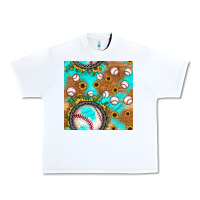 White baseball turquoise sunflower seamless pattern Urban Heavy Tee - JahusDesignShop