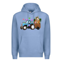 Colony Blue easter tracktor bunny carrot flowers  egg Premium Hoodie - RanaPortraitStore