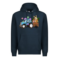 Navy easter tracktor bunny carrot flowers  egg Premium Hoodie - RanaPortraitStore