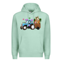 Seafoam easter tracktor bunny carrot flowers  egg Premium Hoodie - RanaPortraitStore