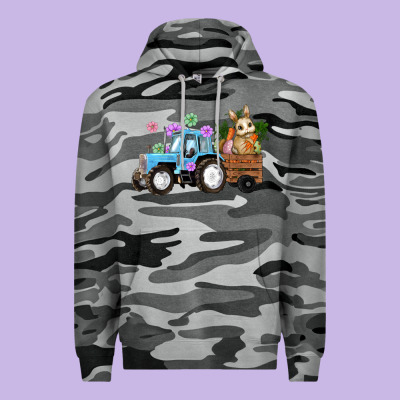 Easter Tracktor Bunny Carrot Flowers  Egg Premium Hoodie Designed By Ranaportraitstore
