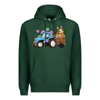 Sports Green easter tracktor bunny carrot flowers  egg Premium Hoodie - RanaPortraitStore