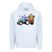 White easter tracktor bunny carrot flowers  egg Premium Hoodie - RanaPortraitStore