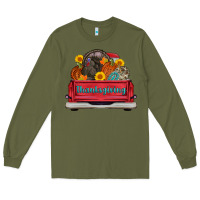 Army Green thanksgiving truck turkey pumpkin Long Sleeve Tee - AdoDesignShop