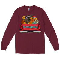 Burgundy thanksgiving truck turkey pumpkin Long Sleeve Tee - AdoDesignShop