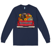 Navy thanksgiving truck turkey pumpkin Long Sleeve Tee - AdoDesignShop