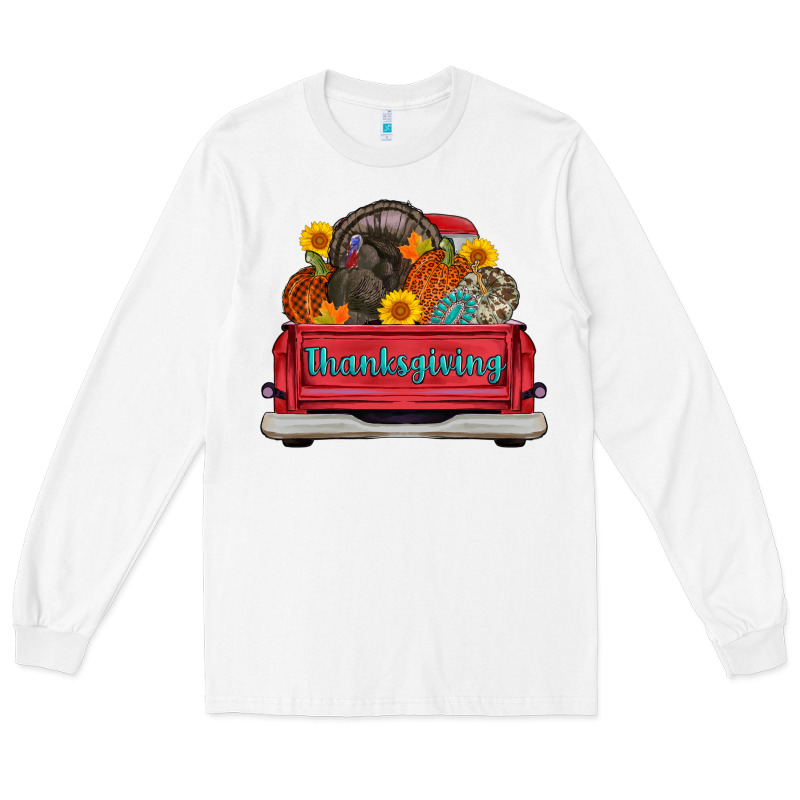 Thanksgiving Truck Turkey Pumpkin Long Sleeve Tee by AdoDesignShop | Teevron