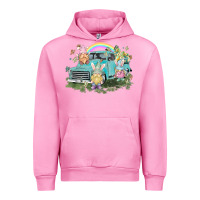Fuchsia Pink Easter gnomies with truck Easter Day Urban Hoodie - HowdyJamesFarm