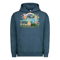 Pigment Midnight Navy Easter gnomies with truck Easter Day Urban Hoodie - HowdyJamesFarm