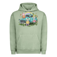 Pigment Oil Green Easter gnomies with truck Easter Day Urban Hoodie - HowdyJamesFarm
