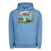 Pigment Pebble Blue Easter gnomies with truck Easter Day Urban Hoodie - HowdyJamesFarm