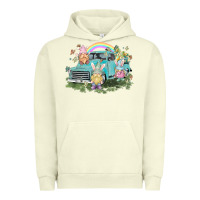 Pigment Pistachio Easter gnomies with truck Easter Day Urban Hoodie - HowdyJamesFarm