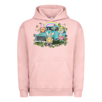 Pigment Salmon Easter gnomies with truck Easter Day Urban Hoodie - HowdyJamesFarm