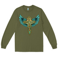 Army Green wing cross Long Sleeve Tee - Artiststas