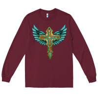Burgundy wing cross Long Sleeve Tee - Artiststas