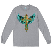 Heather Grey wing cross Long Sleeve Tee - Artiststas