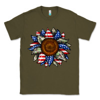Army Green sunflower american flag Classic Tee - JahusDesignShop