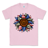 Bubblegum Pink sunflower american flag Classic Tee - JahusDesignShop