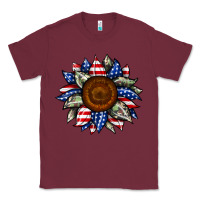 Burgundy sunflower american flag Classic Tee - JahusDesignShop