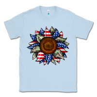 Dusty Blue sunflower american flag Classic Tee - JahusDesignShop
