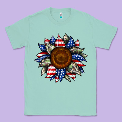 Sunflower American Flag Classic Tee Designed By Jahusdesignshop