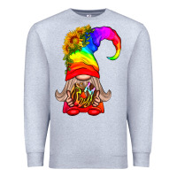 Heather Grey LGBTQ+ Pride Gnome With Donut Premium Sweatshirt - BundleAndBundleShop