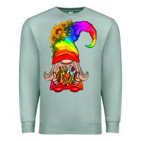 Seafoam LGBTQ+ Pride Gnome With Donut Premium Sweatshirt - BundleAndBundleShop