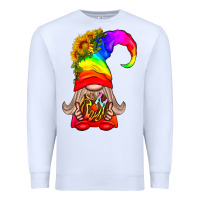 White LGBTQ+ Pride Gnome With Donut Premium Sweatshirt - BundleAndBundleShop