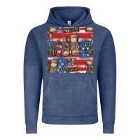 Vintage Denim proud veteran seamless pattern Vintage Hoodie - HRA Design Shop