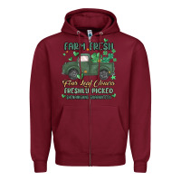 Burgundy farm fresh four leaf clovers Zipper Hoodie - MaliasSmallBusiness