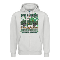 Dove Grey farm fresh four leaf clovers Zipper Hoodie - MaliasSmallBusiness