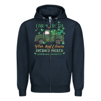 Navy farm fresh four leaf clovers Zipper Hoodie - MaliasSmallBusiness