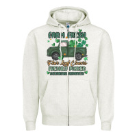 Oatmeal Heather farm fresh four leaf clovers Zipper Hoodie - MaliasSmallBusiness